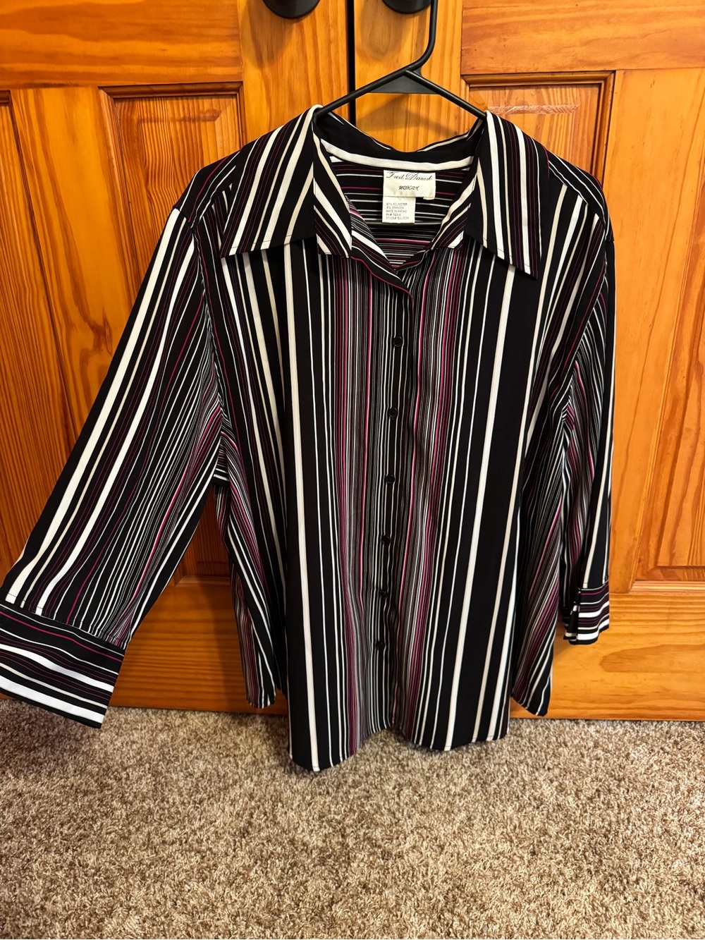 Fred David Black, White & Pink Vertical Stripe Button-Down Shirt